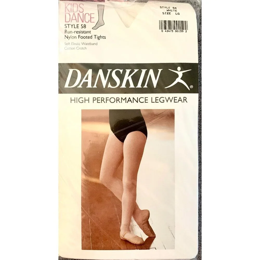 Danskin White Tights Pack of 3 Dance Snowflake Angel Nylon Run Resistant Girls L